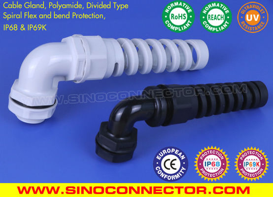 Китай Угловые кабельные вводы 90° (под углом 90°) со спиральной защитой от изгиба поставщик