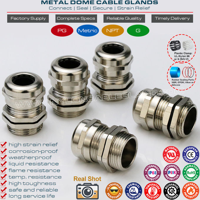 Metal (Brass/Copper) Watertight Straight Cable Glands IP69K/IP68 with PG and Metric Threads