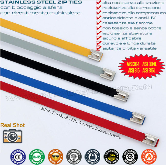Металлические кабельные стяжки кабелни връзки сцяжкі кабельныя из нержавеющей стали типа 316L, 316, 304 с эпоксидным покрытием для наружного применения