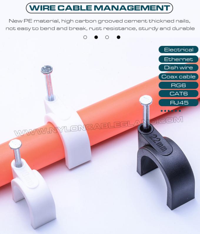 Круглые кабельные зажимы скобы cable clips K-типа со стальными гвоздями, пластиковые зажимы кабельные скобы для проводов 4 мм ~ 32 мм, черные кабельные органайзеры для управления кабелями на стенах