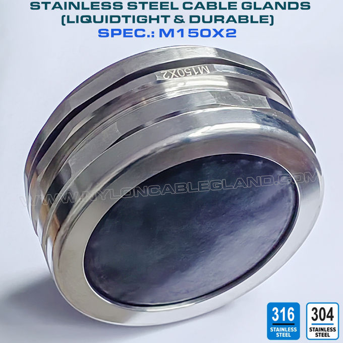 Кабельный ввод сальник кабельний ввід M150x2 нержавеющей стали марки 304/316, водонепроницаемый соединитель сальника для кабелей диаметром 110–125 мм